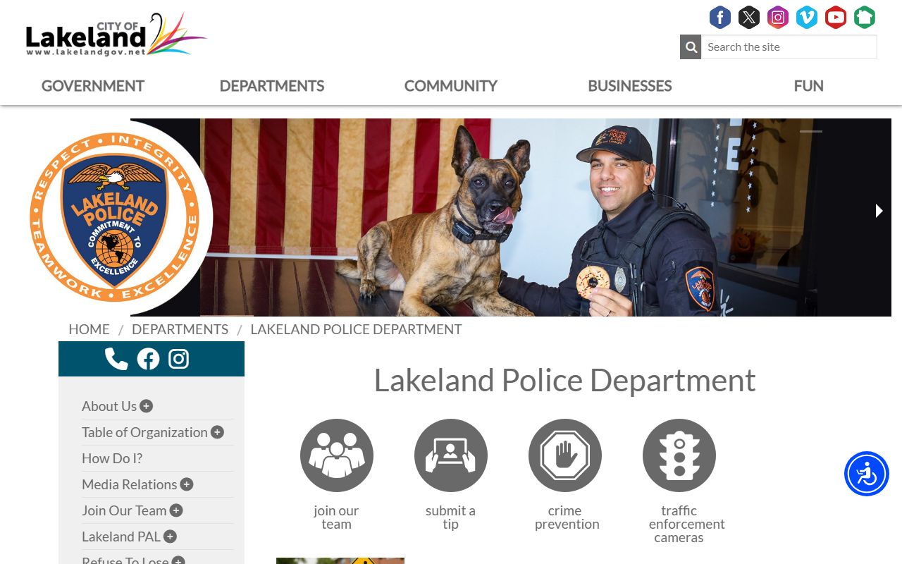 Lakeland Police Department website for Lakeland busted mugshots