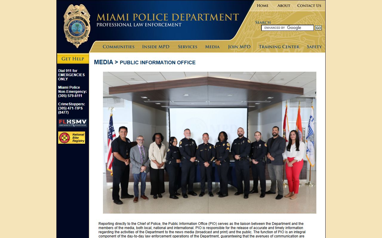 Miami Police Department public information page for Miami busted mugshots