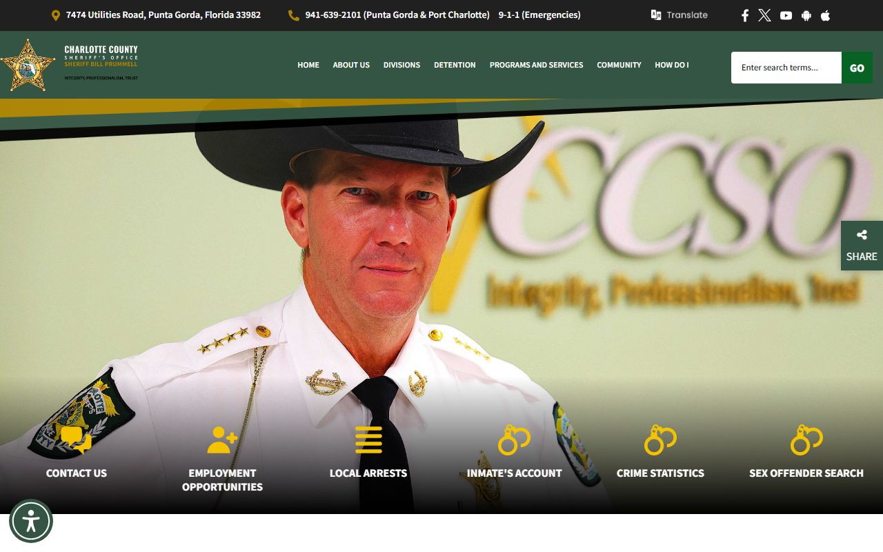Charlotte County Sheriff website home page