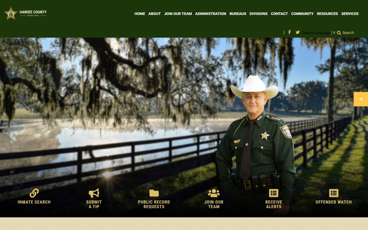Hardee County Sheriff's Office website for busted mugshots and arrest records