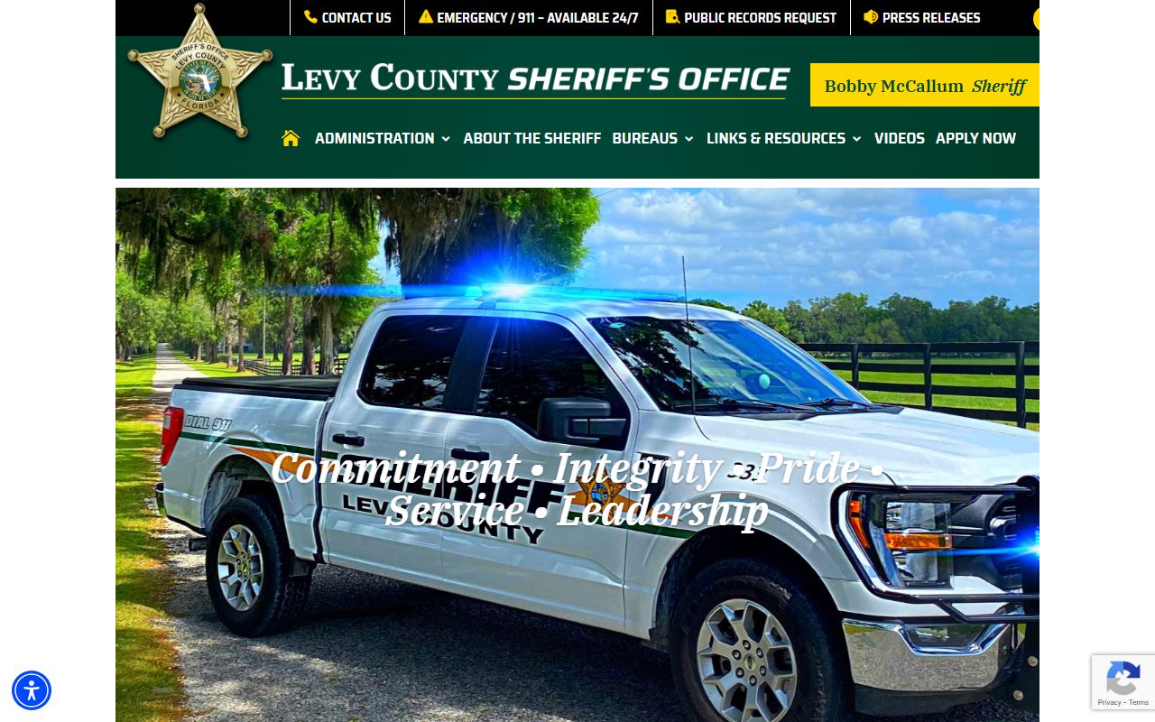Levy County Sheriff website for busted mugshots and arrest records