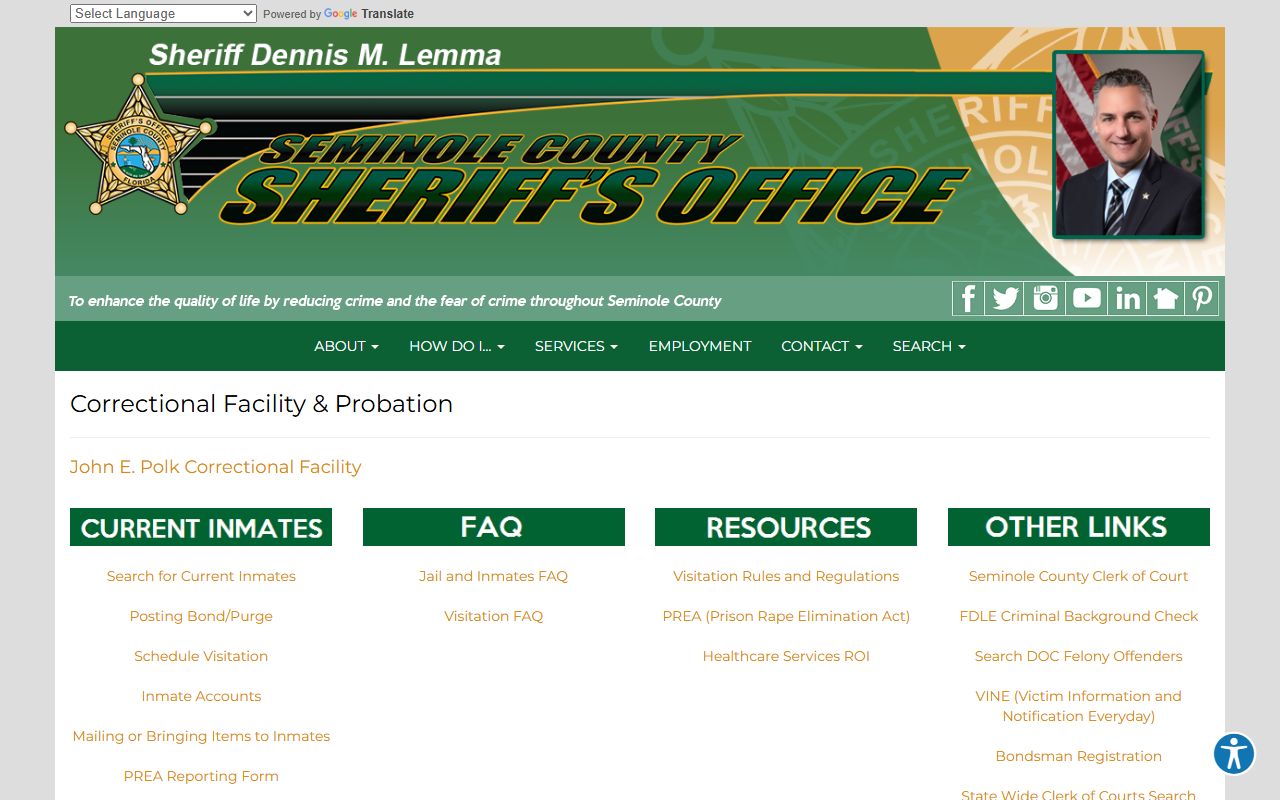 Seminole County Sheriff inmate search portal for busted mugshots