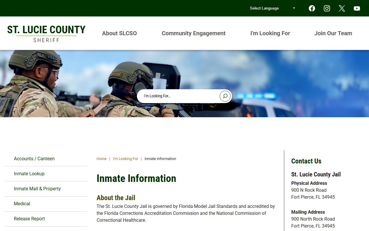 St. Lucie County Sheriff inmate lookup portal for busted mugshots