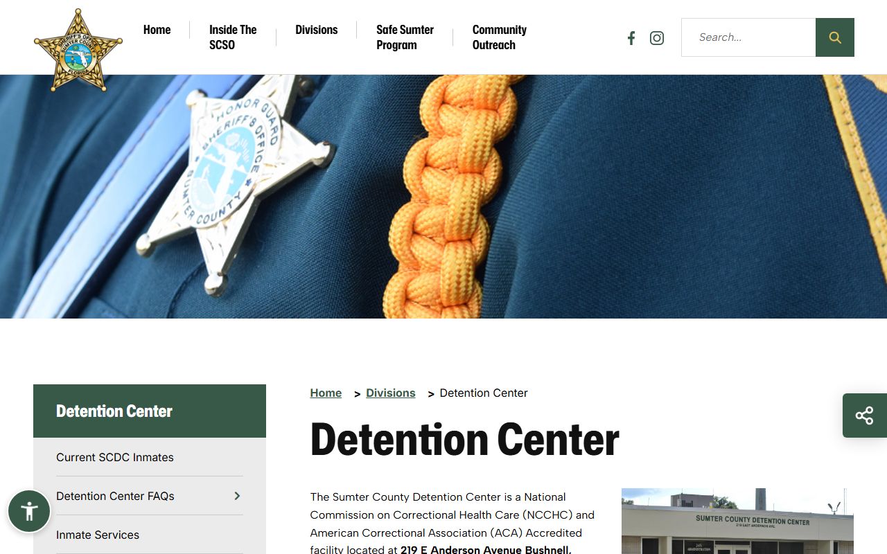 Sumter County Sheriff detention center page for busted mugshots