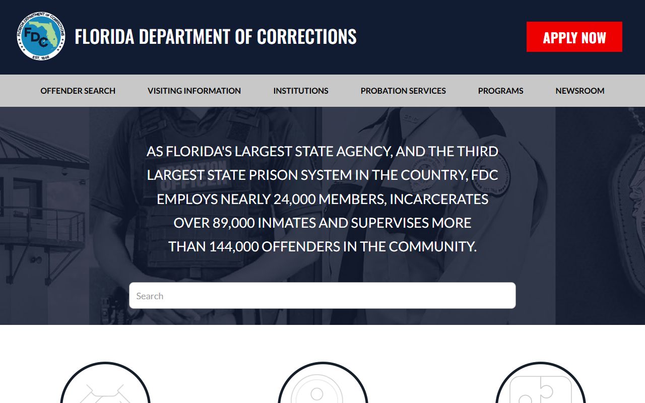 Florida Department of Corrections website for inmate mugshot searches